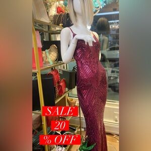 Elegant Burgundy Sequin Dress